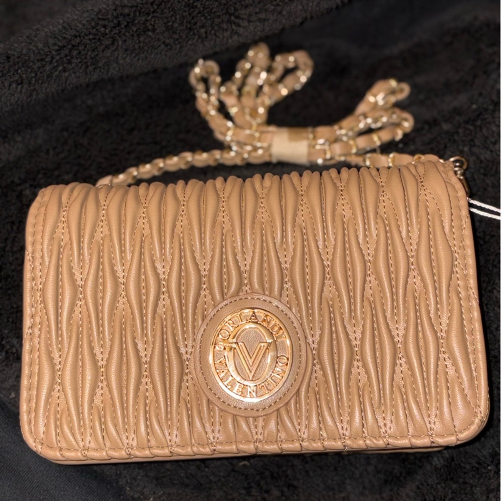 Valentino Orlandi Tan Textured Crossbody Bag